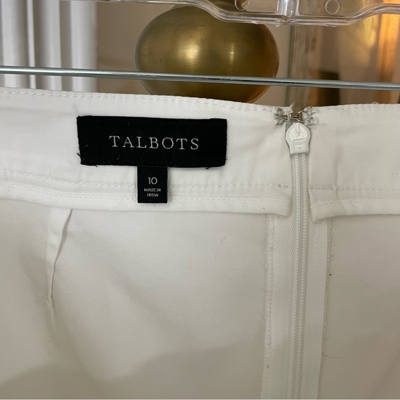 Talbots Skirt Womens 10 White Twill Button Front Pockets Summer Nautical Skirt - Picture 2 of 12